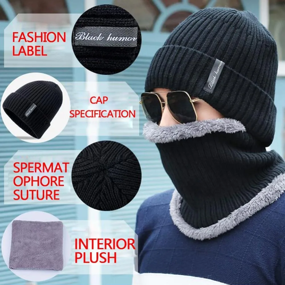 Зимние шапки для мужчин, Skullies Beanies, Мужская зимняя вязаная шапка, шарф, шерстяная женская шапка, маска, Мужская шапочка, шапка