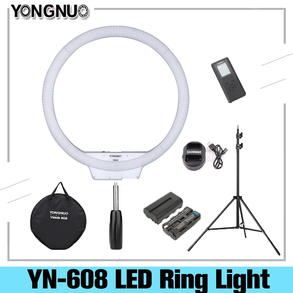 Кольцевой светодиодный светильник YONGNUO YN608 для фотостудии лампа с дистанционным