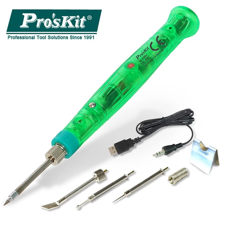 Pro'skit SI-169U 3D Printing Finishing Tool Maintenance Soldering Iron Group Tools 8W Handheld USB Electric Soldering Iron Set hot air soldering