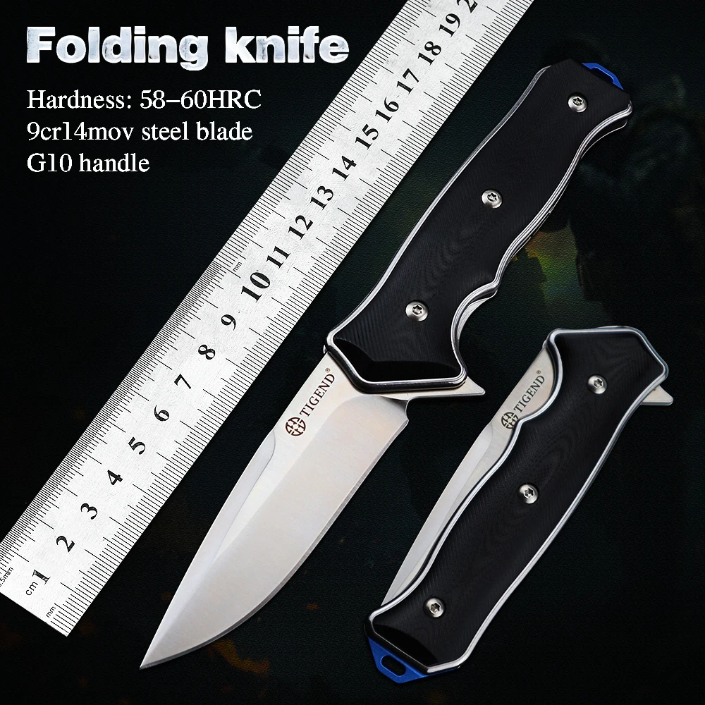 

TIGEND pocket folding knife tactical knive 9cr14 blade EDC tools for outdoor camping and hunting survival G10 Ball Bearing knife