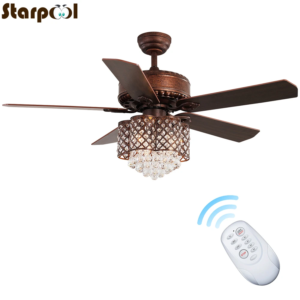 Ventilador de madera maciza con forma de cristal, luz 52 pulgadas con Control remoto, iluminación, ventilador de viento|Ventiladores de - AliExpress
