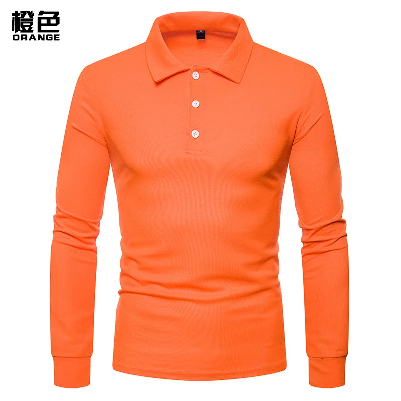 New Products On New Youth Men Versitile Fashion Solid Color Long Sleeve Large Size POLO Shirt