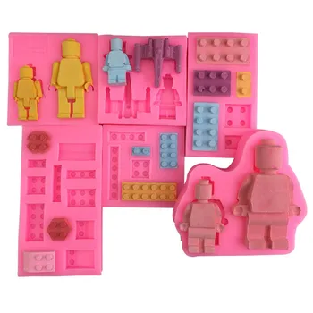 

3D Creative Building Blocks Robot Silicone Molds DIY Chocolate Tray Jello Brownie Dessert Pastries Mould Cake Decoration Tools