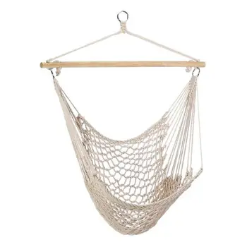 

sturdy breathable Canvas Hammock Swing Cradle Outdoor Handing Chair Hammock Bold cotton rope wood sticks Bearing 150kg