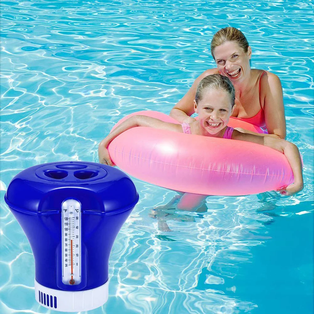 8 дюймов плавающий бассейн хлор диспенсер для таблеток с термометром для бассейнов спа гидромассажная Ванна, до " бром держатель планшета