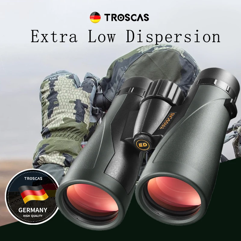 

TROSCAS 10/12x50 ED Lens Binoculars IPX7 Waterproof Nitrogen-filled Super-Multi Coating Powerful Telescope for Birdwatching