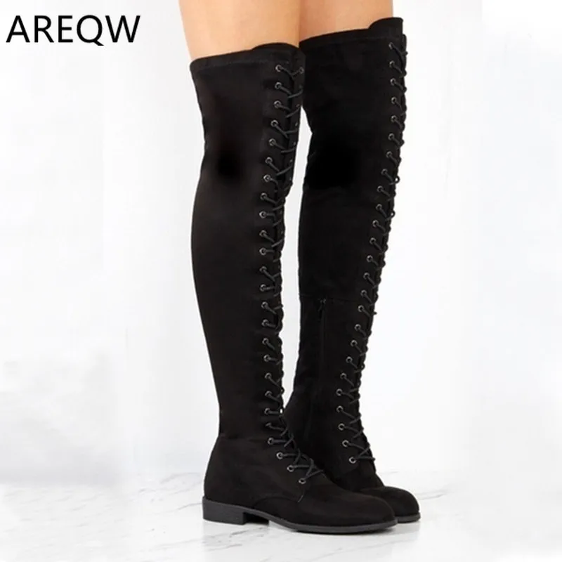 

Women's Boots Sexy Cross Straps Long Boots Retro Leather PU Solid Color 2020 Winter Long Tube Zipper Flat Boots