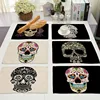 1Pcs Skull Pattern Placemat Dining Table Mats Drink Coasters Cotton Linen Pads Cup Mats 42*32cm Kitchen Accessories MC0026 ► Photo 1/6