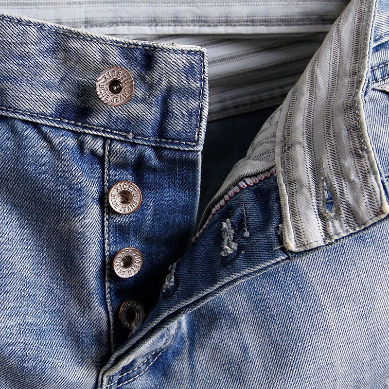 Итальянские стильные модные мужские джинсы высокого качества винтажные дизайнерские классические джинсы мужские рваные зауженные джинсы