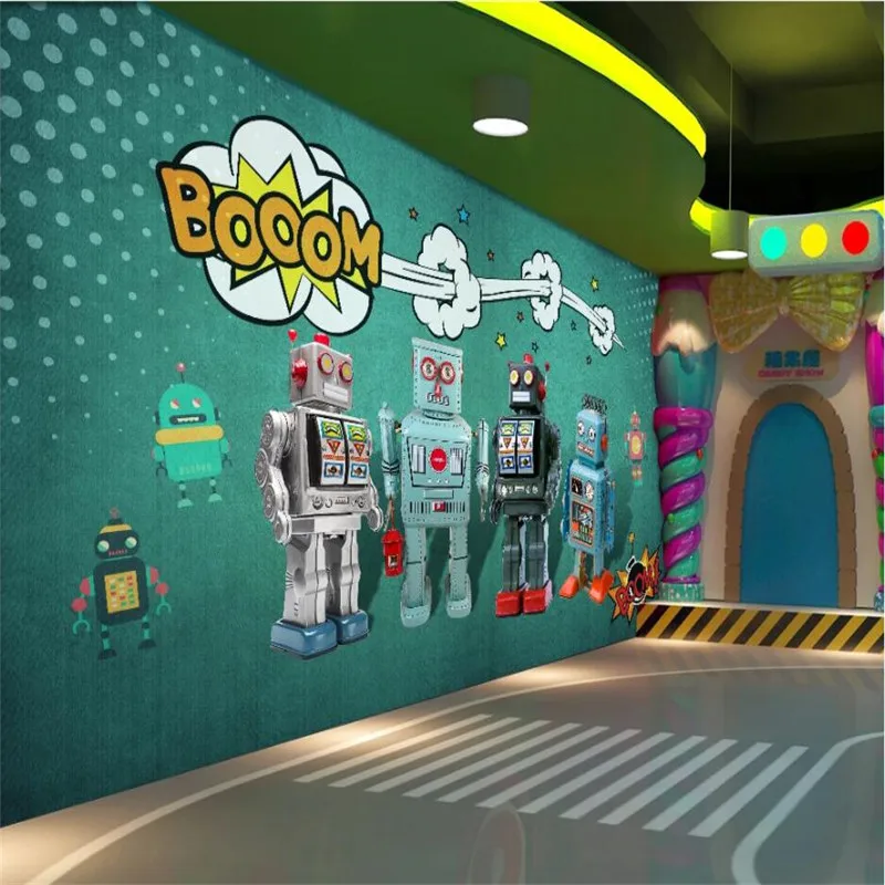 Ностальгический ретро робот кукла Настенные обои 3D детский сад детская игровая
