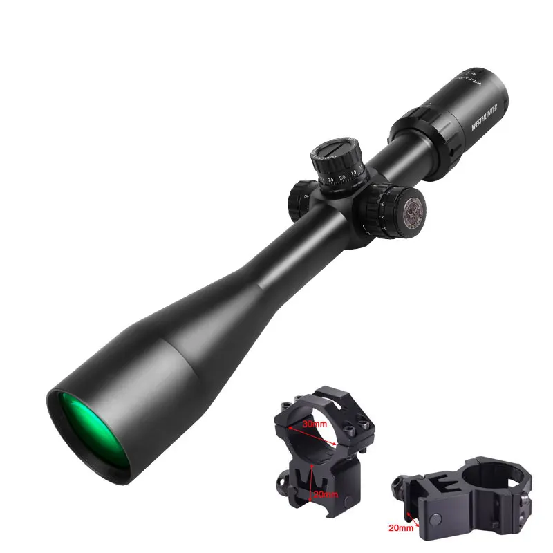 Высокое качество WESTHUNTER WT-F 5-20X50SF охотничий оптический прицел с подсветкой Стекло гравированное сетка оптический Воздушный пистолет прицел боковой Фокус - Цвет: High 20mm mount