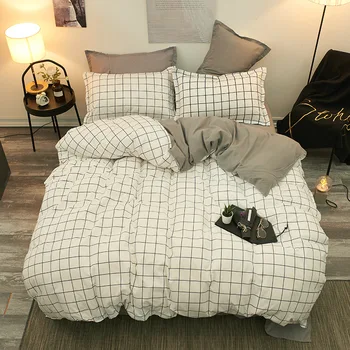 

Bedding 4Pcs Set Cotton Four-Piece Student Single Four Piece Set Bed Sheet Quilt Cover Pillow Case Hipster Soft and Comfortable