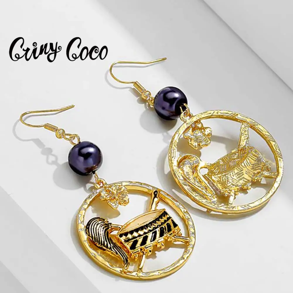 Женские серьги подвески Cring Coco Hawaii Polynesia из Золотого Сплава в стиле панк новинка