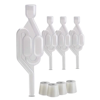 

JEYL Fermentation Air Lock, 5 S-Shaped Air Locks with Silicone Rubber Plugs, Food Grade Fermentation Sealing Valve