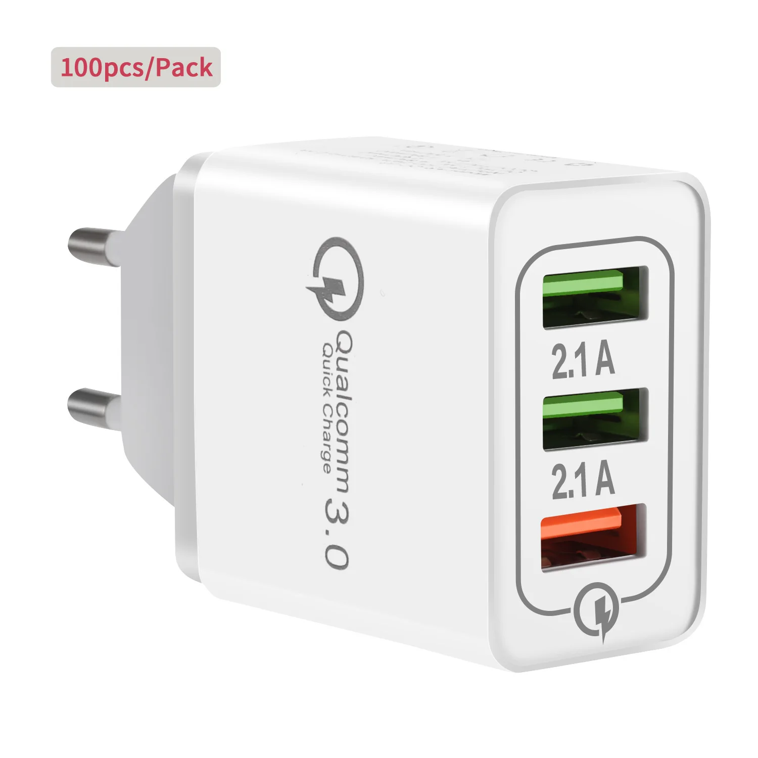 

100pcs Qualcomm3.0 EU Quick Charge, USB Wall Adapter Plug Block Compatible iPhone xs/xr/xs max/iphone 11 Mini/Air/Pro