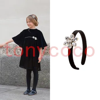 

Children's accessories Custom European style elegant six-petal flower flawless rhinestone handmade all-inclusive headband headba