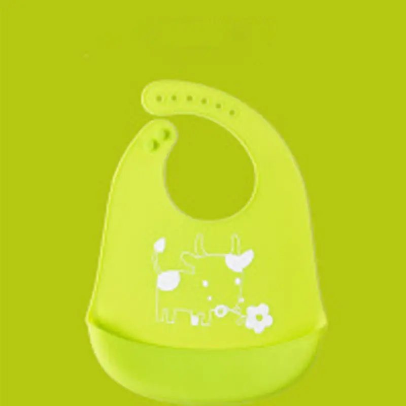 Милый удобный детский нагрудник для кормления, слюнявчик, водонепроницаемый, безопасный, силиконовый, на шею - Цвет: Зеленый