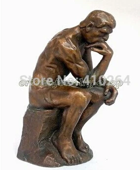 

Free Shipping Collectible ! Vintage Rodin Pure Bronze Thinker Statue Art Deco