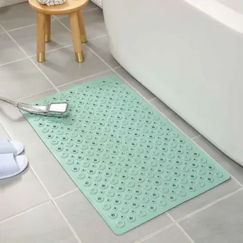 

Anti Mould Non Slip Floor Foot Massage Home Bathroom Accessory PVC Bath Mat Washable Bathtub Pad Toilet Drain Holes Suction Cups