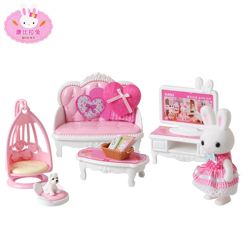 

Carnby Pull Rabbit Play House Toys Bathroom Living Room Bedroom Gift Box Bunny Doll Educational CHILDREN'S Toy