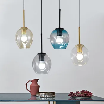 

Nordic LED Glass Pendant Lights Creative Dining Room Gold/Black Pendant Lamp Living Room Pendant Luster Lighting Light Fixtures