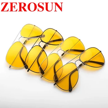 

Zerosun Night Driving Glasses Men Women Yellow Lens HD Safety Drive Goggles Aviation Unisex Sunglasses Man