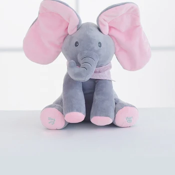 

elephant electric toy ears move music baby animal hide and seek cat soothing doll elephant Dog Rabbit plush toy