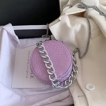 

Stone pattern Mini Round Tote bag 2020 Summer New High quality PU Leather Women's Designer Handbag Chain Shoulder Messenger Bag