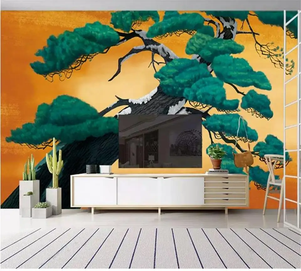 custom size 3d photo wallpaper mural living room Pine greeting Japanese picture sofa TV backdrop for wall | Обустройство дома
