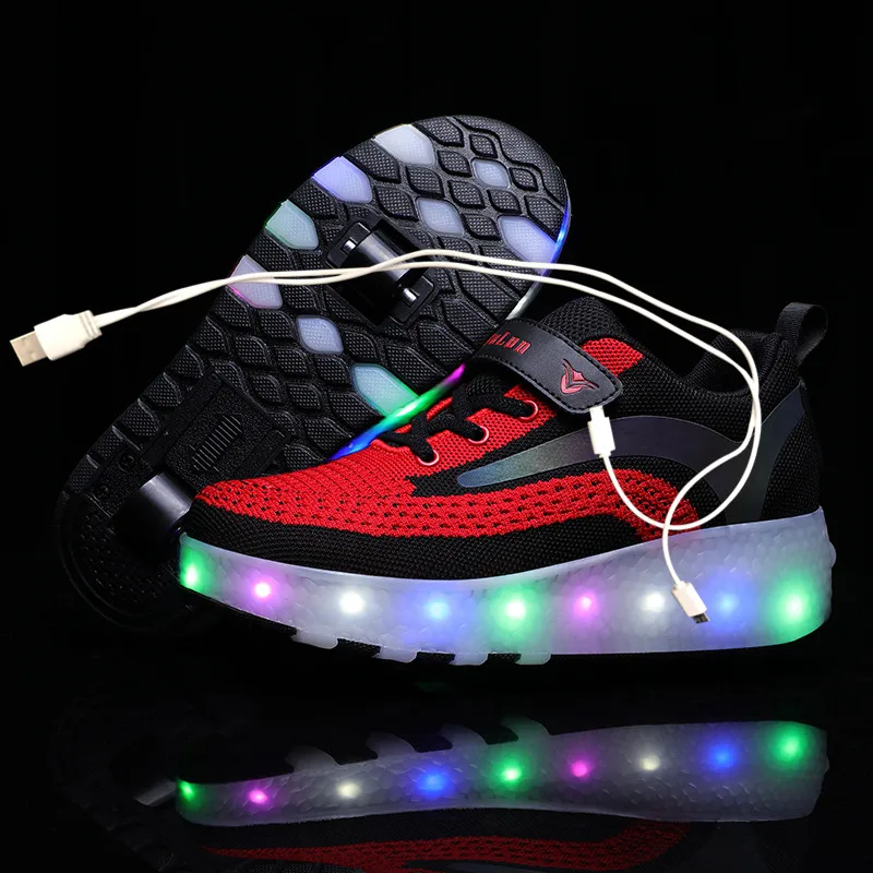 zijn Overname puzzel Children One Two Wheels Luminous Glowing Sneakers Gold Pink Led Light  Roller Skate Shoes Kids Led Shoes Boys Girls USB Charging|Sneakers| -  AliExpress