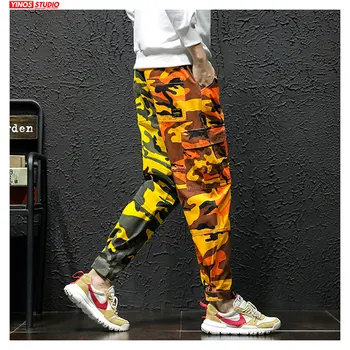 

Dropshipping Mens Slim Fit Camouflage Pants Autumn Men Streetwear Causal Pants 2020 Male Baggy Hip-Hop Harem Pants