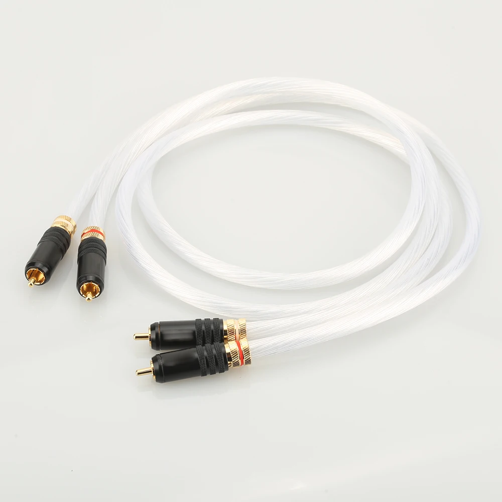 5N с серебряным покрытием + 24k золото штекер Rca 2RCA для меломанов аудио кабель дома