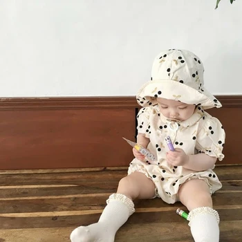 

Infant Kids Clothes Girls For Newborn Baby Summer Cherry Baby Girl Rompers Outfit With Matched Cap Set Roupa Menina Infantil