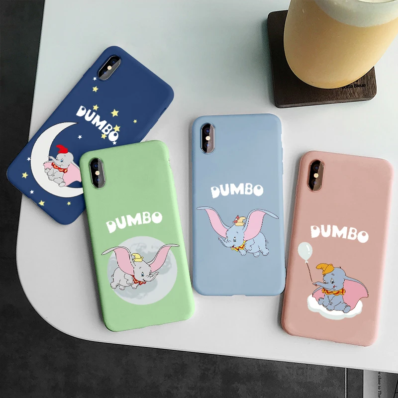 

Lovely Case for iPhone X XR Xs Max 8 7 6 Plus 6S 5S SE Dumbo Elephant Silicone Phone Cover Soft Coque