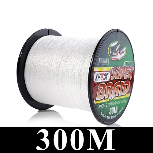 FTK 300 м/500 м плетеная леска из полиэтилена 0,10 мм-0,40 мм 0,4-6,0# код 4 нити 8-60LB PE многофиламентная леска - Цвет: White 300m