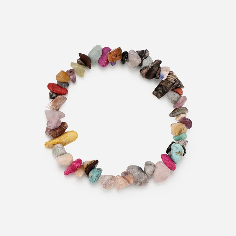 Новые поступления женские трендовые разноцветные минеральные СПАР браслеты камни разного размера эластичная Тонкая Веревка Браслет, украшение, подарок - Окраска металла: Multicolor