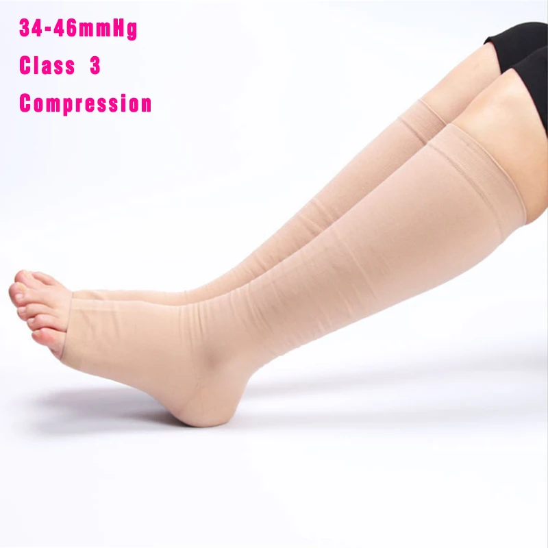 

IDEALSLIM 34-46mmHg Medical Compression Stockings Yoga Open Toe Women Men Knee High Socks for Varicose Veins