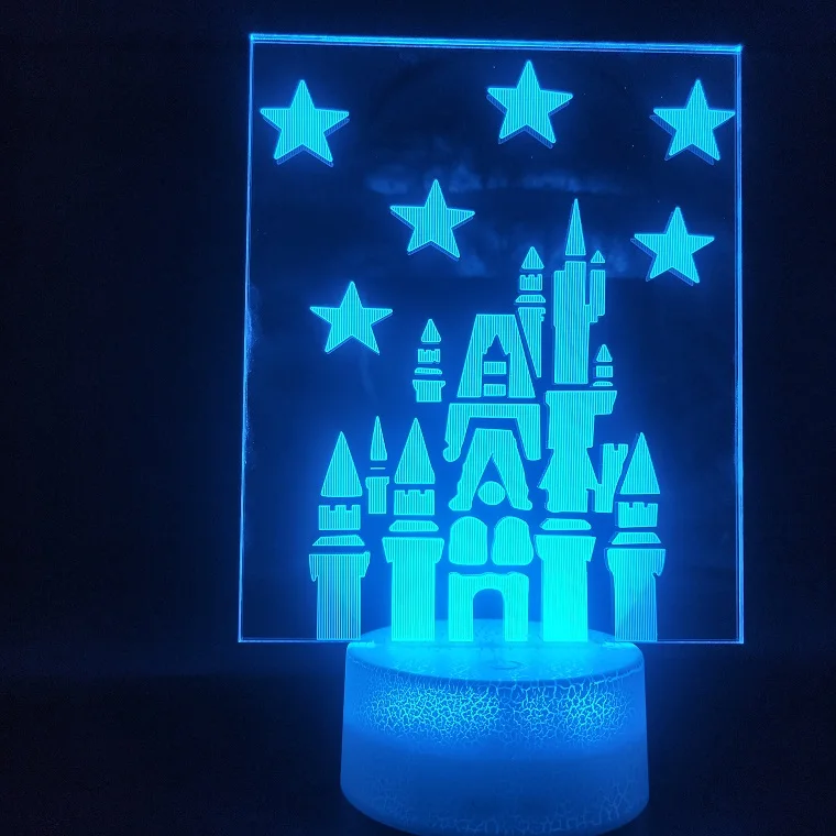 3D Lamp Battery Powered The Princess Castle for Girls Color Changing Festival Decoration Usb Led Night Light Lamp Hologram