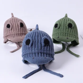 

New Baby hats Cartoon big eyes autumn and winter new knit hat 2-4 years old baby warm hat children Korean comfortable skin cap