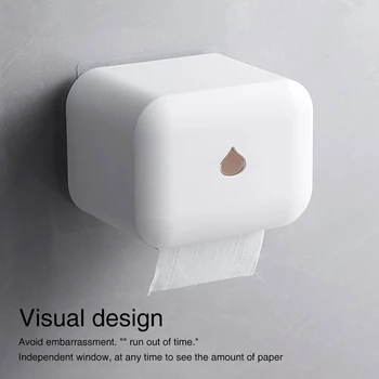 

Self Adhesive With Cover Home Wall Mounted Roll Paper Holder Accessories Dispenser Container Toilet Waterproof Shelf Storage Box