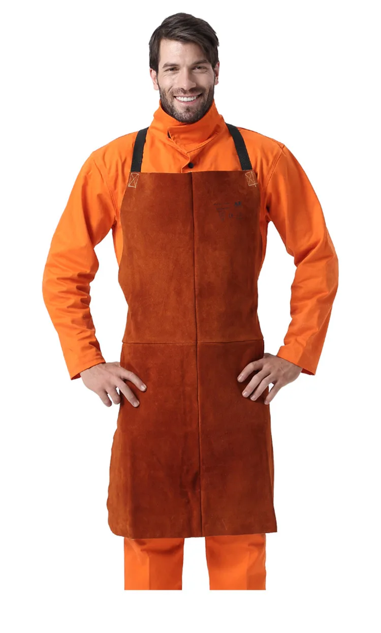 Welding Apron Heat Insulation Split Cow Leather Work Protective Aprons Flame Resistant Welders Workplace Safety Clothing