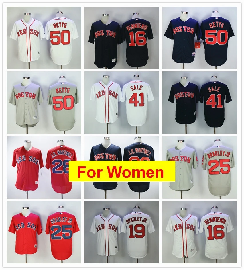 Для женщин Boston Mookie Betts Xander Bogaerts J.D. Martinez Andrew Benintendi Chris Sale Jackie Bradley Flex& Cool Base Jersey