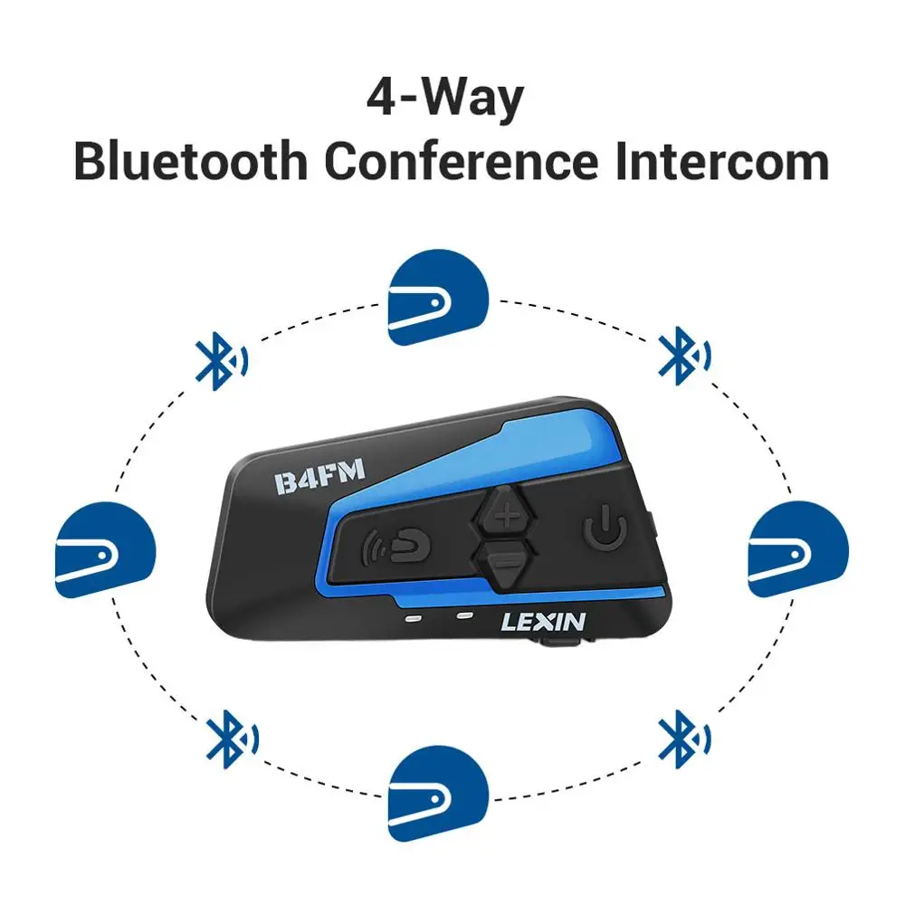 Гарнитура Lexin для мотоциклетного шлема Bluetooth FM радио 4 канала внутренняя связь