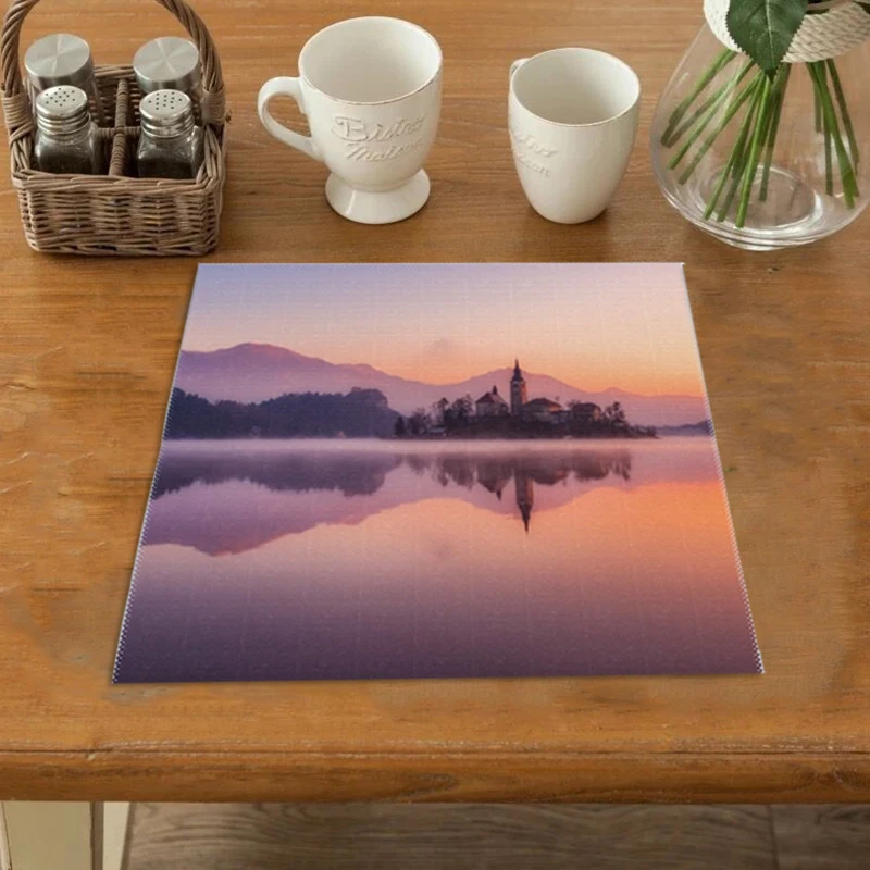 6 шт./лот моющаяся салфетка с принтом коврик для обеденного стола чашки