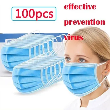 

100pcs Disposable Anti Dust Mask Daily Protective Mask Anti Fog Dust-proof Non-woven Melt Blown Three-layer Mask