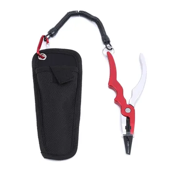 

New Aluminium Alloy Fishing Pliers Split Ring Cutters Fishing Holder Tackle With Sheath & Retractable Tether Combo Hooks Remover