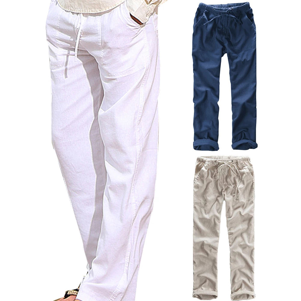 Casual Linen trousers Men Jogger Pants Men Straight loose large size cotton and linen pants
