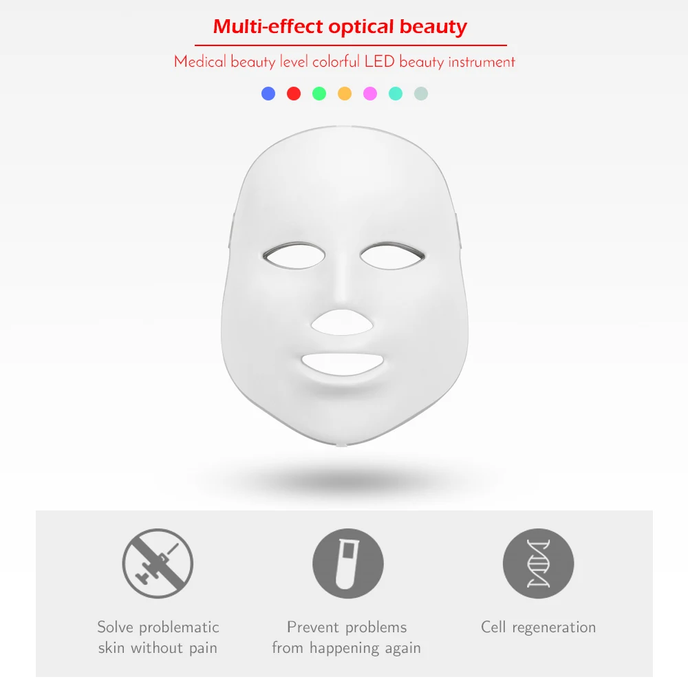 7 цветов светильник светодиодный маска для лица Омоложение кожи уход за лицом Лечение Красота анти акне терапия отбеливание светодиодный Фотон Маска для лица