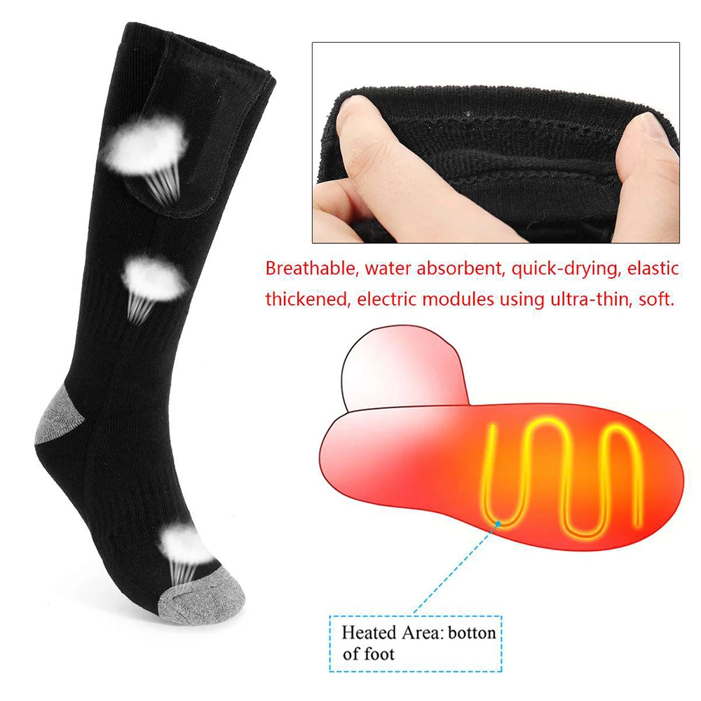 1Pair Heated Socks Outdoor Winter Feet Warm Paste Pads Warm Foot Warmers Electric Warming for Hunting Ice Fishing Boots