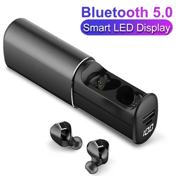 

T60 Wireless Earphones Bluetooth V5.0 HD Stereo Noise Conceling Sport Headset IPX6 Waterproof 2600mAh LED Digital Display Earbud
